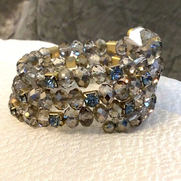 Jewelry - Smokey grey brown quartz triple wrap bracelet